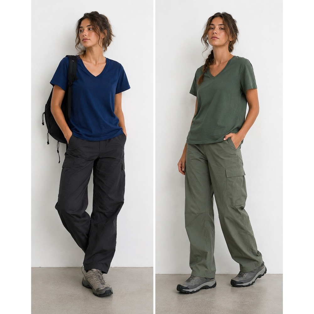 NEW American Giant 2 Pack Slub V Neck T Shirt Bundle Women Large Blue Green USA